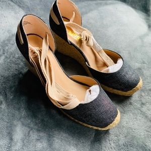 twiggy LONDON Tie-Up Canvas Wedge Espadrille